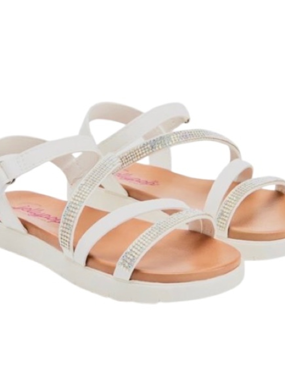 Jellypop White Rhinestone Strappy Kids Sandals size 1 in little girls